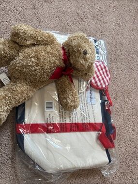 DSW Canvas Tote Bag with Red Trim and Navy Accents